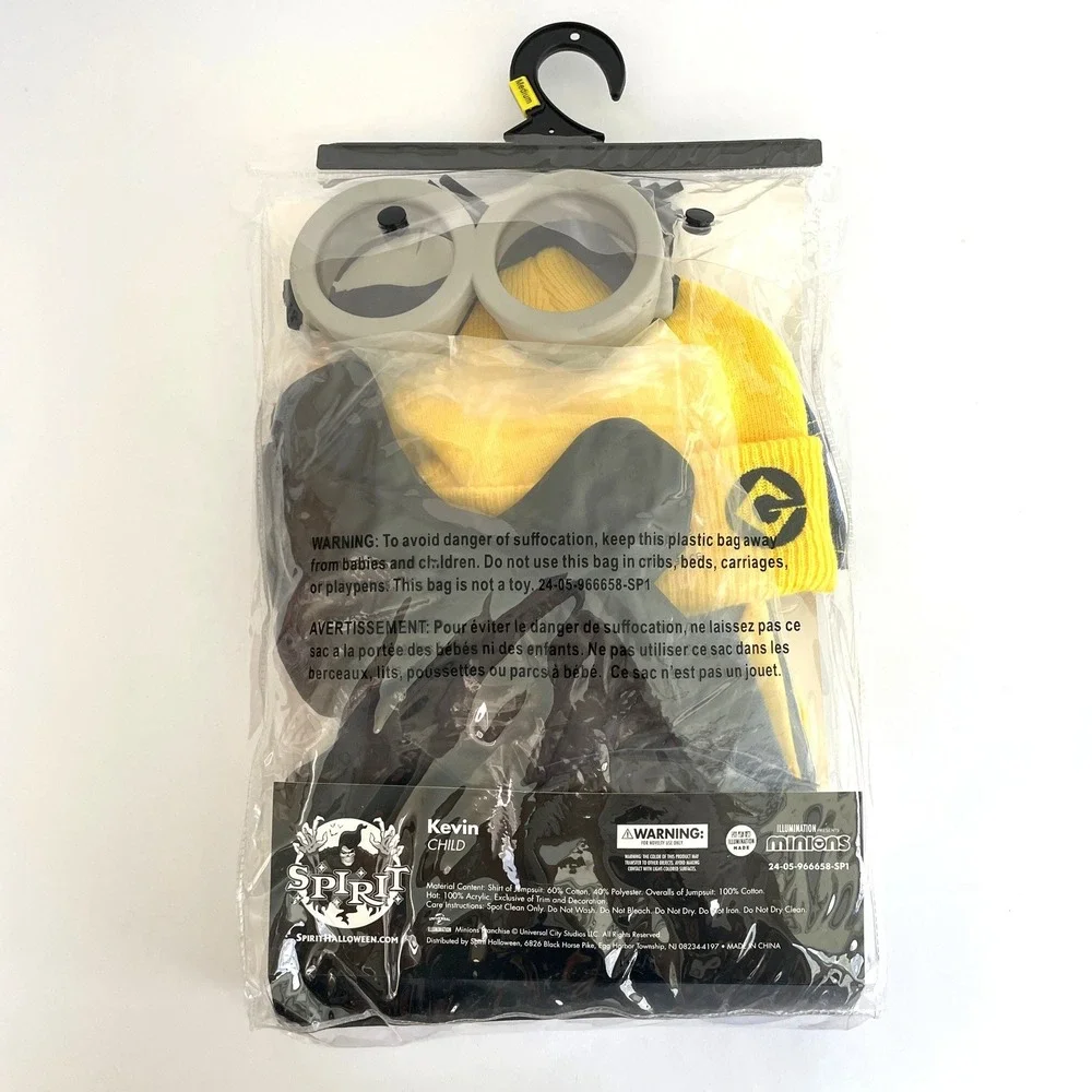 Minions Kevin Costume Child Medium 8-10 Boys Girls Goggles Hat Spirit Halloween - Picture 5 of 5